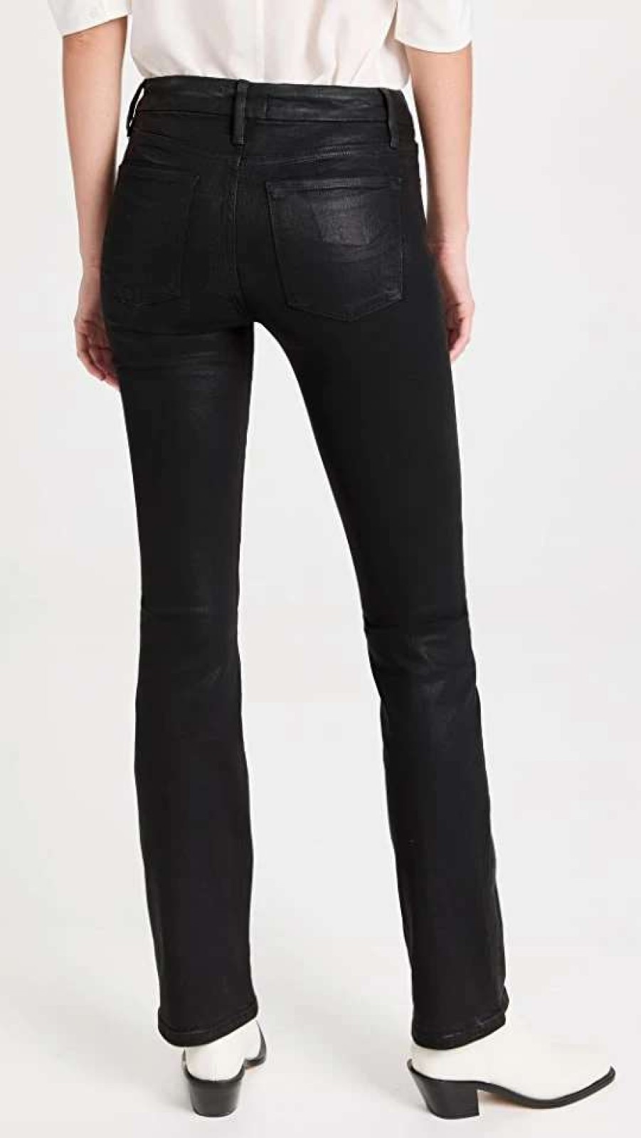 Straight Leg Jeans * | Top 10 Frame Le Mini Boot Coated Jeans Noir Coated