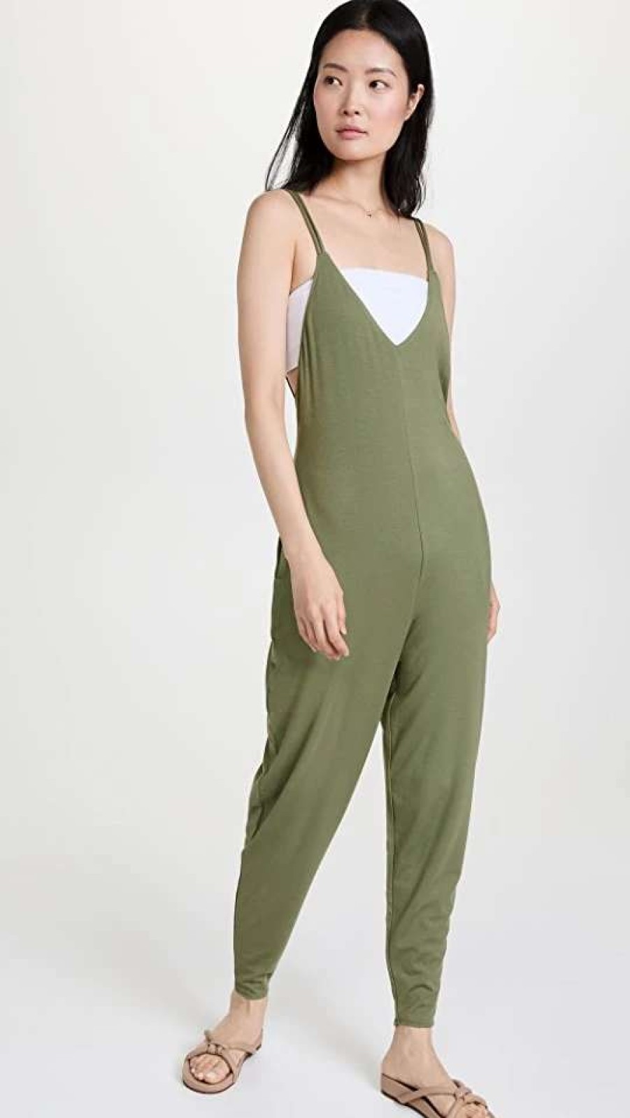 Jumpsuits * | Outlet Le Ore Como Modal Jumpsuit Olive