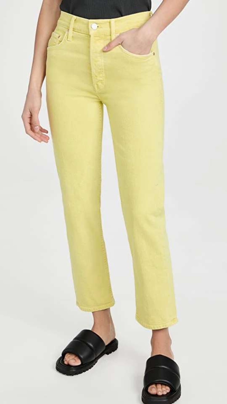 Straight Leg Jeans * | Flash Sale Mother The Tomcat Jeans Ctn Citron