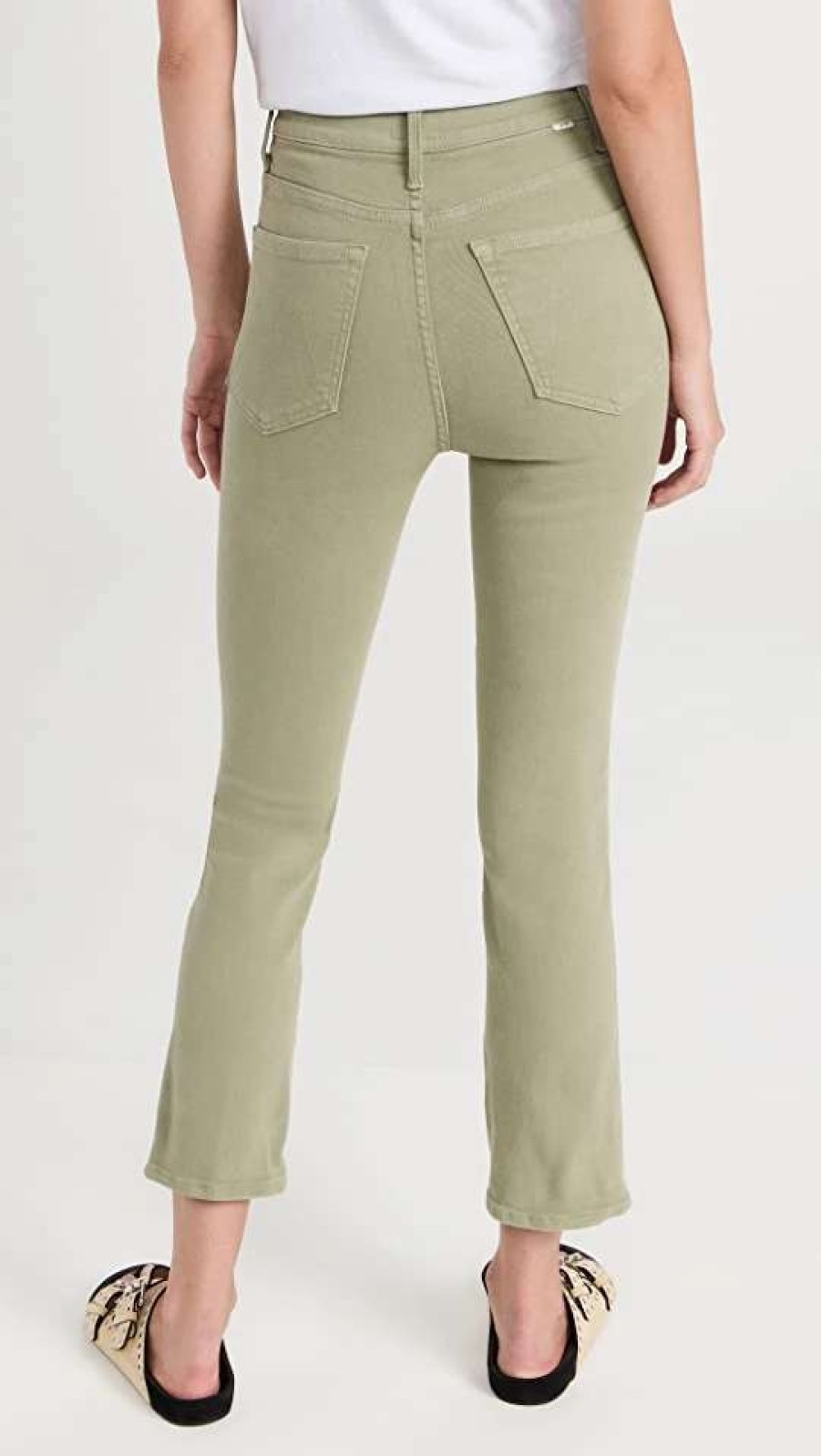 Straight Leg Jeans * | Cheap Mother Hw Smokin' Double Ankle Jeans Oig Oil Green