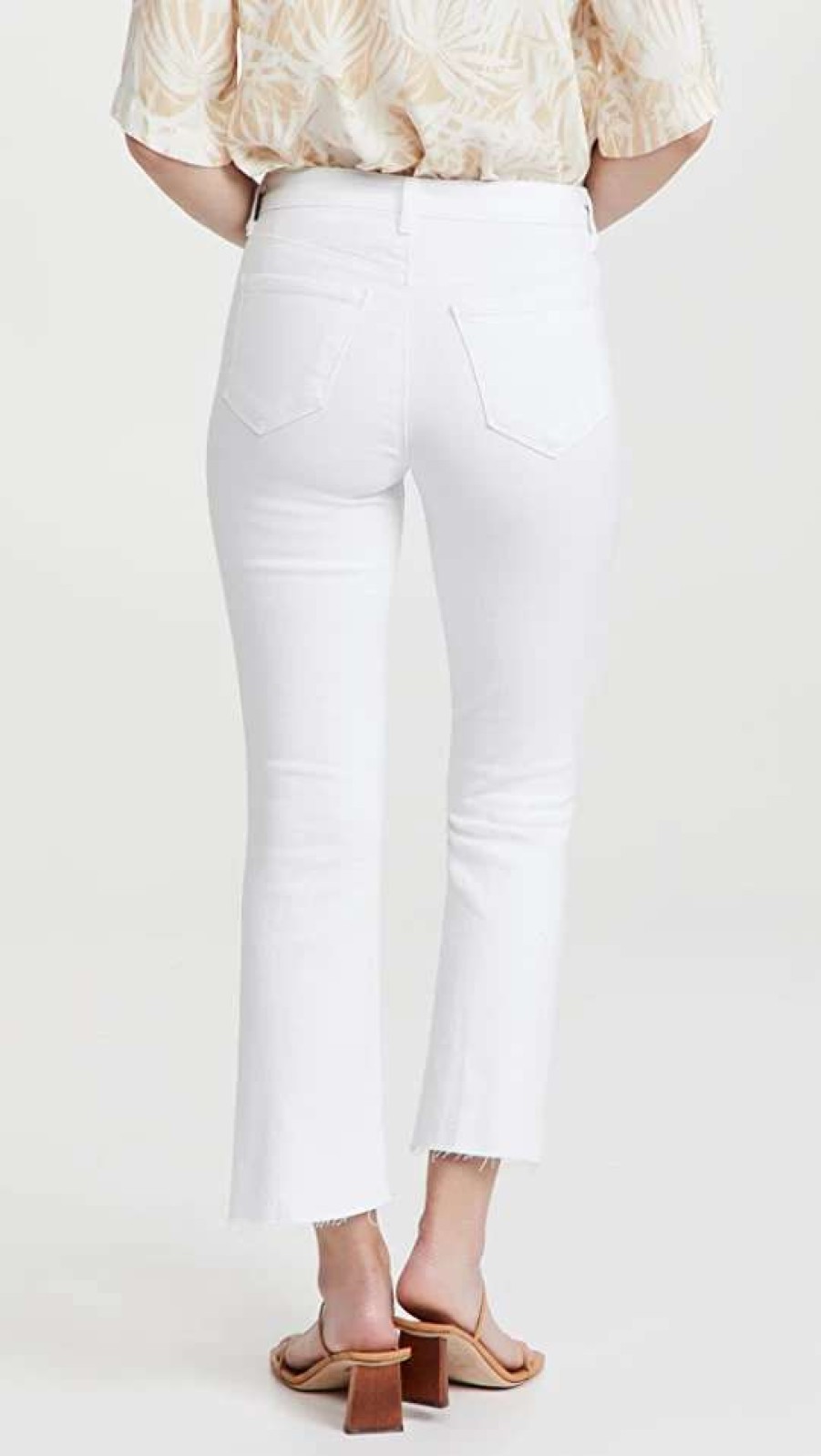 Straight Leg Jeans * | Cheap L'Agence Kendra Crop Flare Jeans Blanc