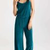 Jumpsuits * | Top 10 Suzie Kondi Giorgi Velour Tank Jumpsuit Peacock