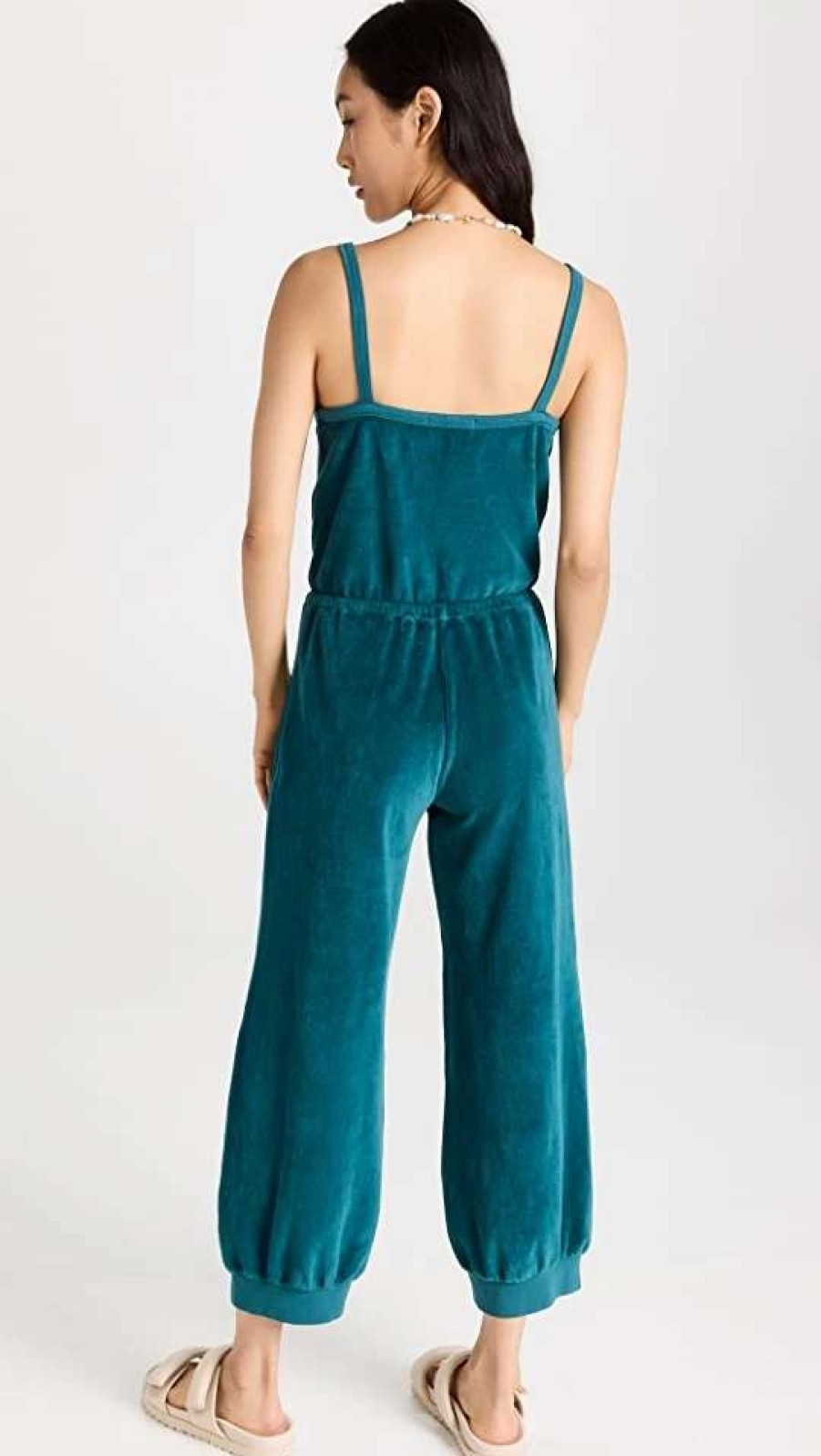 Jumpsuits * | Top 10 Suzie Kondi Giorgi Velour Tank Jumpsuit Peacock