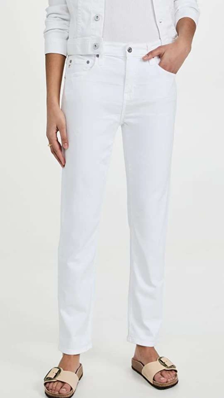 Straight Leg Jeans * | Best Sale Ag Ex-Boyfriend Jeans 1 Year Classic White