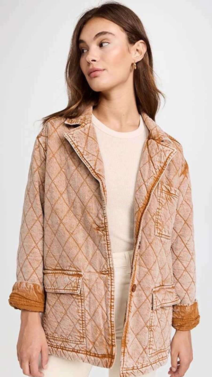 Utility * | Buy Young Fabulous & Broke Walker Quilted Jacket Butterscotch Mineral