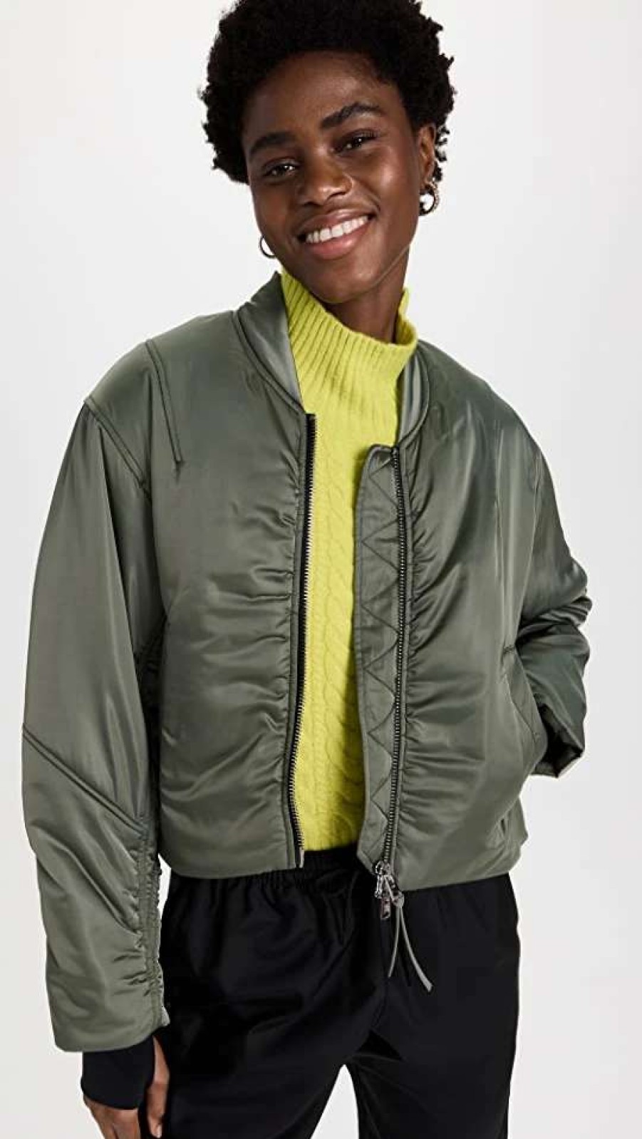 Utility * | Best Pirce Shoreditch Ski Club Sofie Bomber Jacket Steel Green