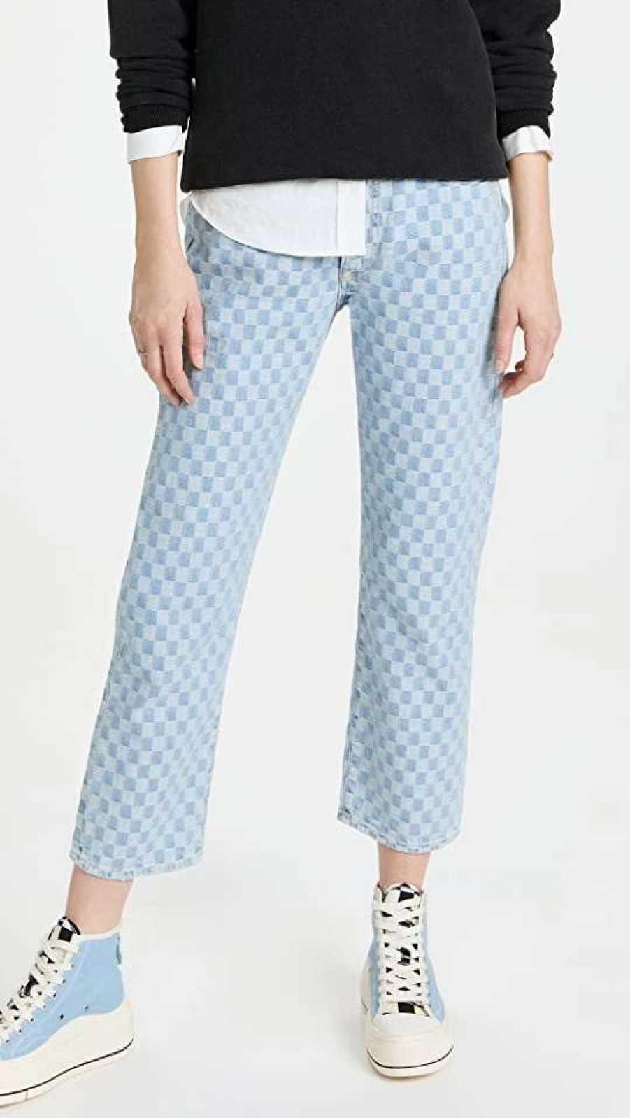 Straight Leg Jeans * | Hot Sale R13 Boyfriend Jeans Checkerboard