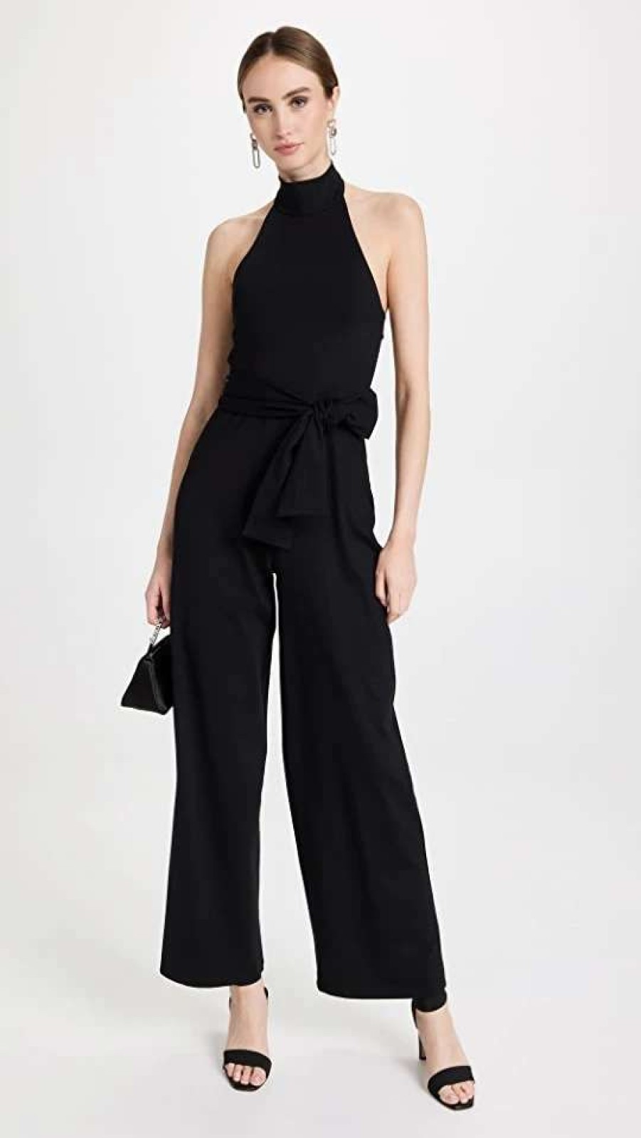 Jumpsuits * | Wholesale Susana Monaco Mock Open Back 32" Jumpsuit Black