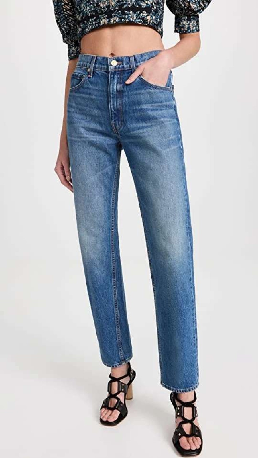 Straight Leg Jeans * | Cheap Ulla Johnson The Daphne Jeans Danube Medium Indigo Wash