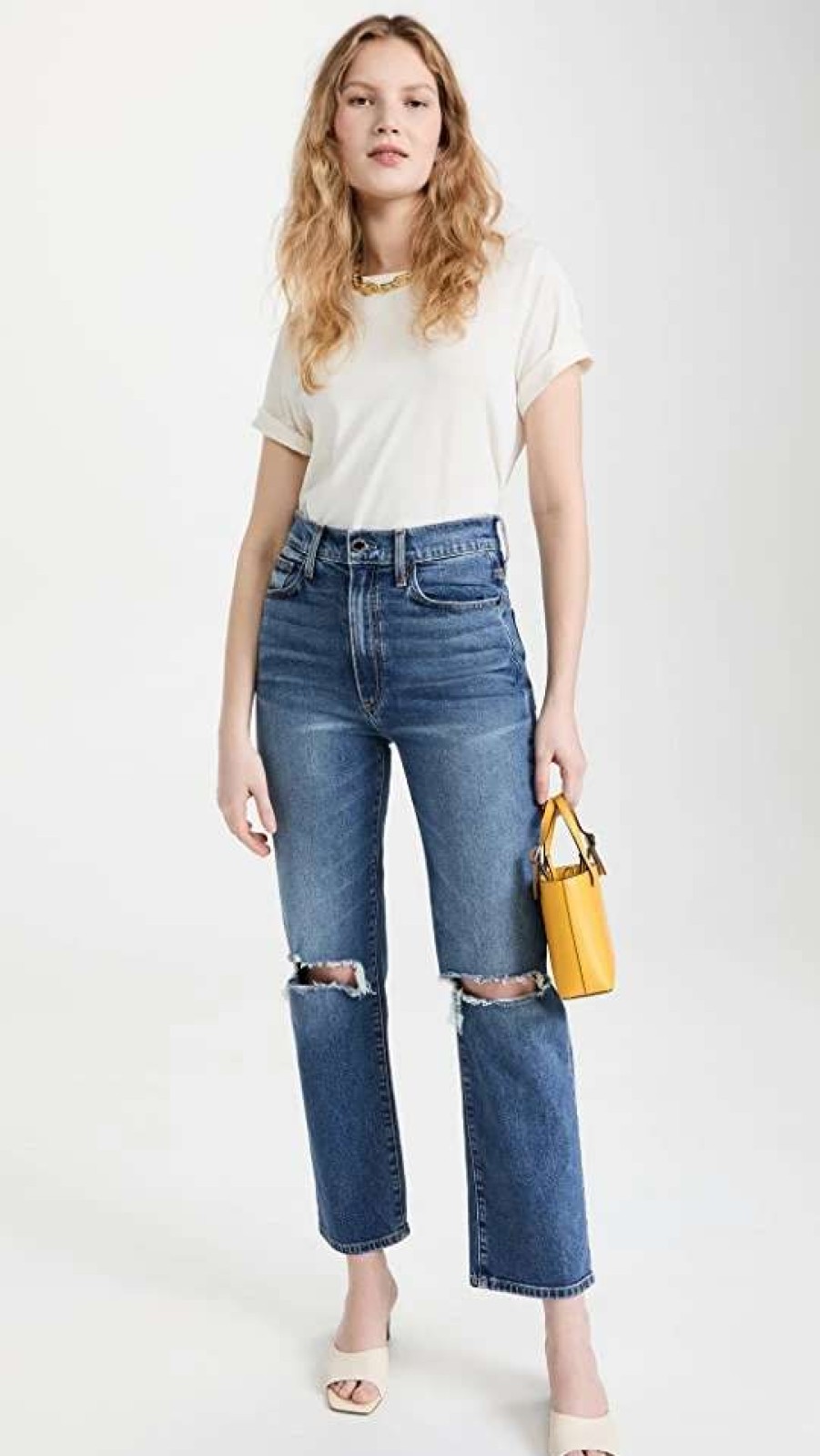 Straight Leg Jeans * | Top 10 Le Jean Mia Relaxed Straight Jeans Bliss Distressed Wash