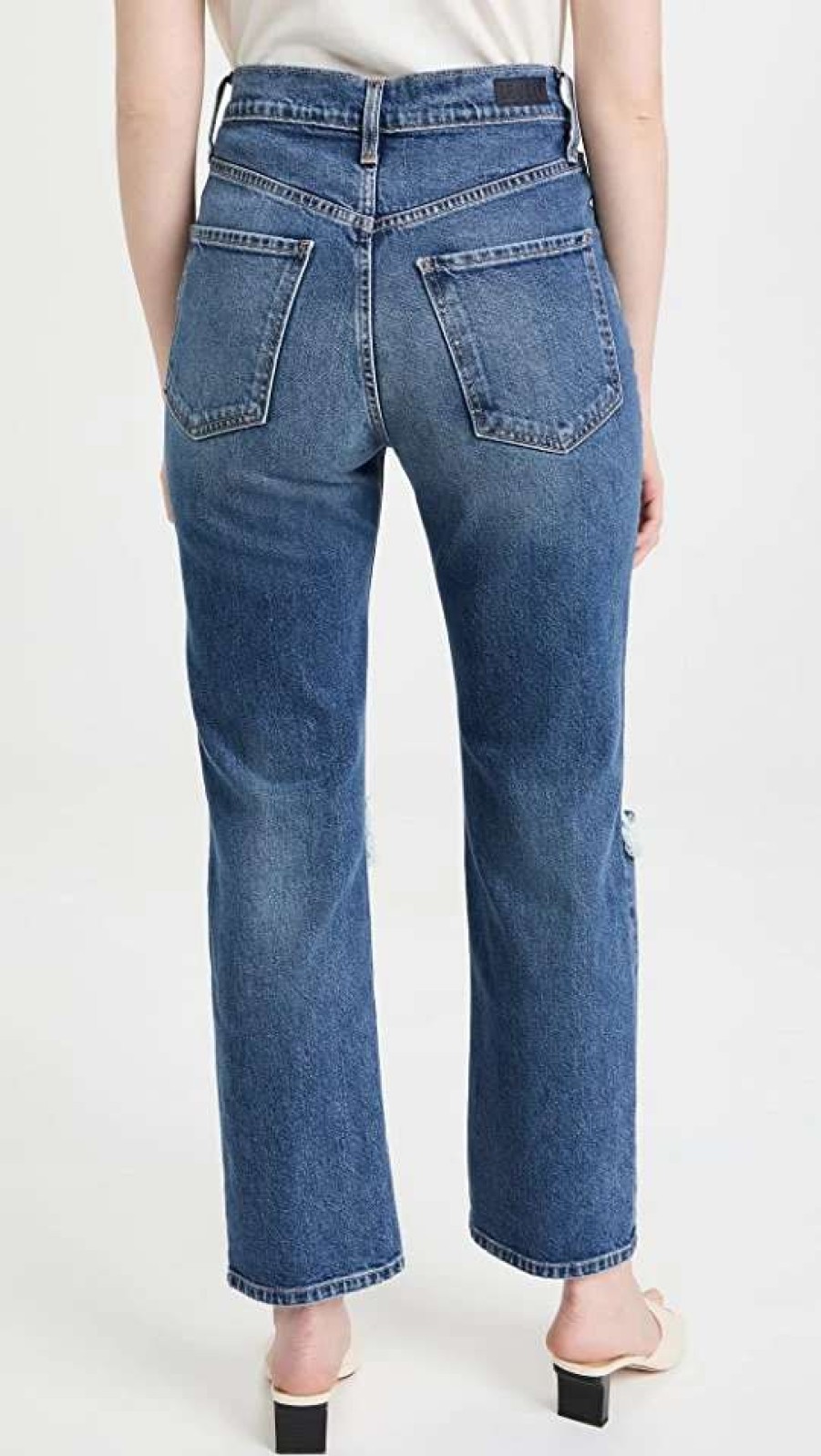 Straight Leg Jeans * | Top 10 Le Jean Mia Relaxed Straight Jeans Bliss Distressed Wash