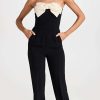 Jumpsuits * | Top 10 Saloni Sabine Jumpsuit Black/Tusk/Emb