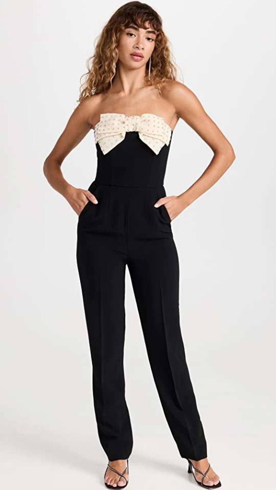 Jumpsuits * | Top 10 Saloni Sabine Jumpsuit Black/Tusk/Emb