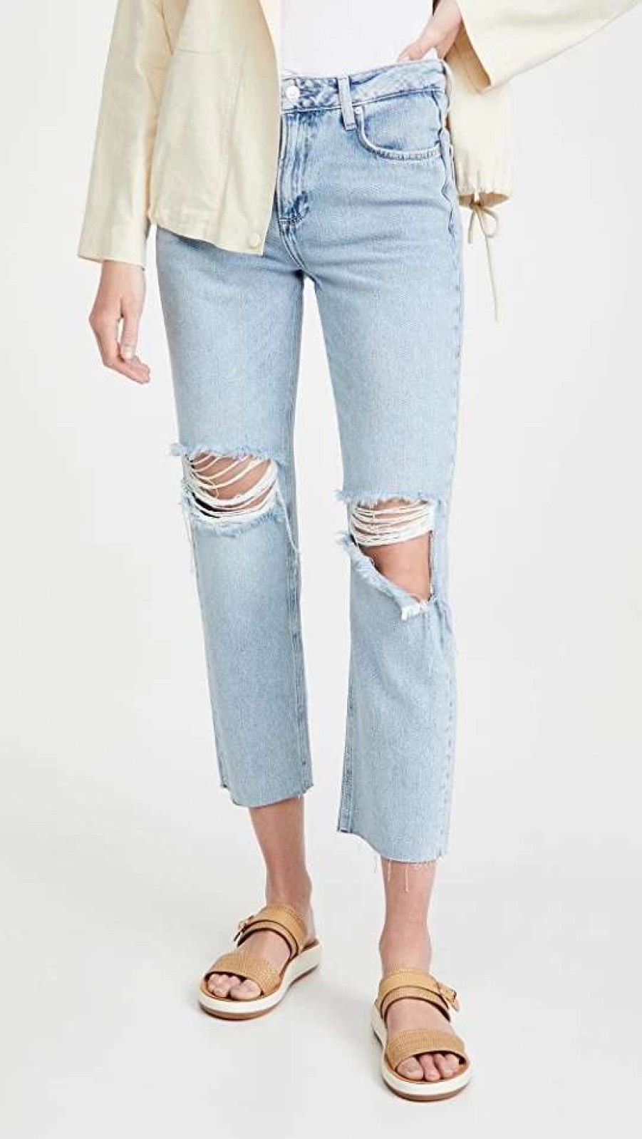 Straight Leg Jeans * | New Paige Noella Straight Jeans Doretta Destructed