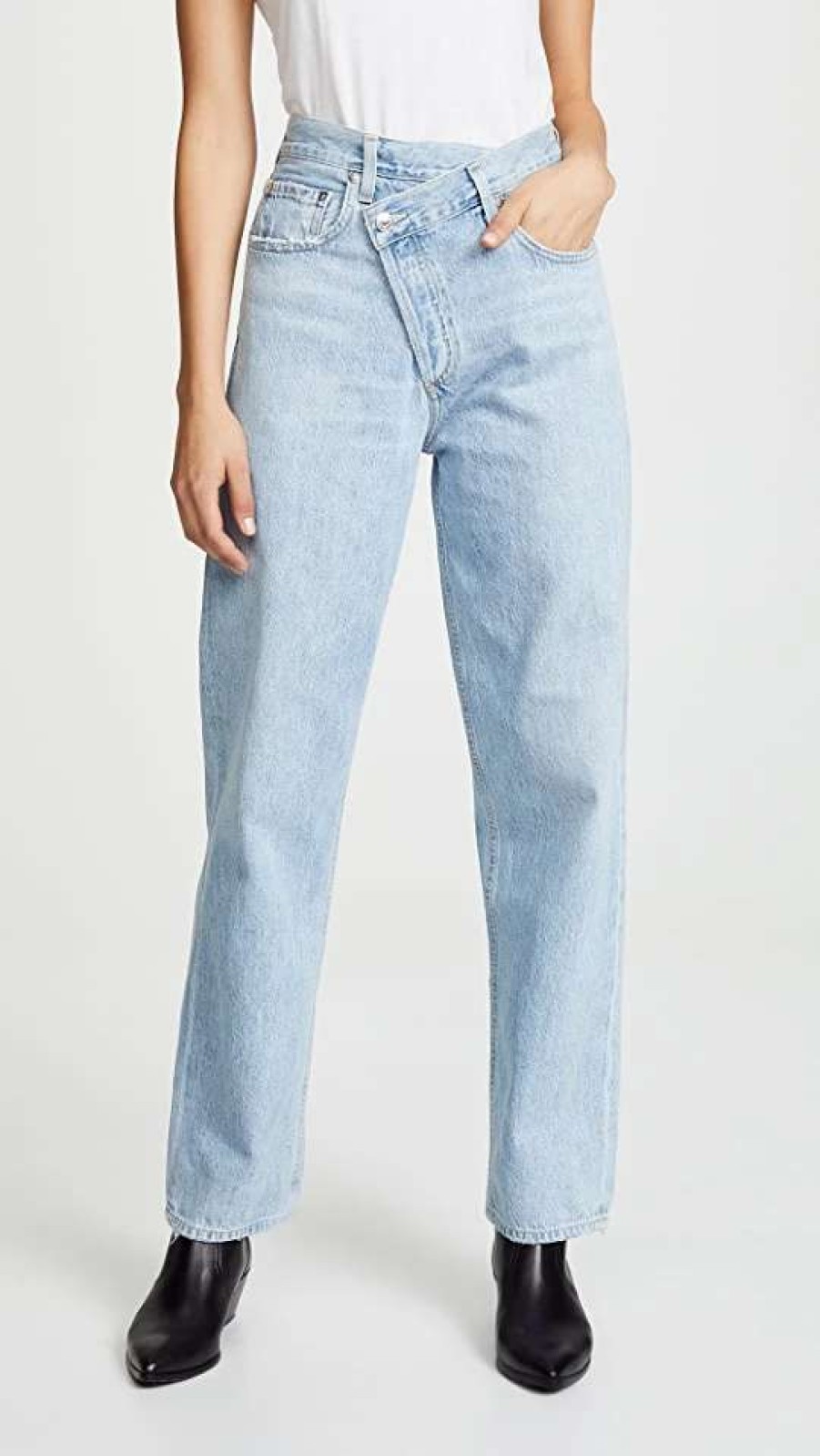 Straight Leg Jeans * | Hot Sale Agolde Crisscross Jeans Suburbia