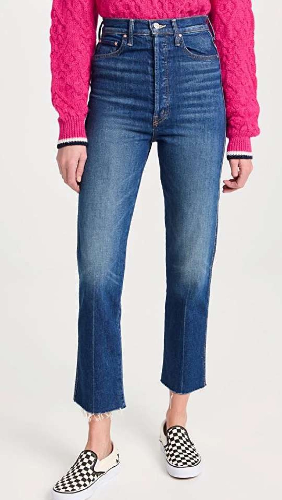 Straight Leg Jeans * | Flash Sale Mother Ultra High Waisted Frisky Flood Fray Jeans Bad Reputation