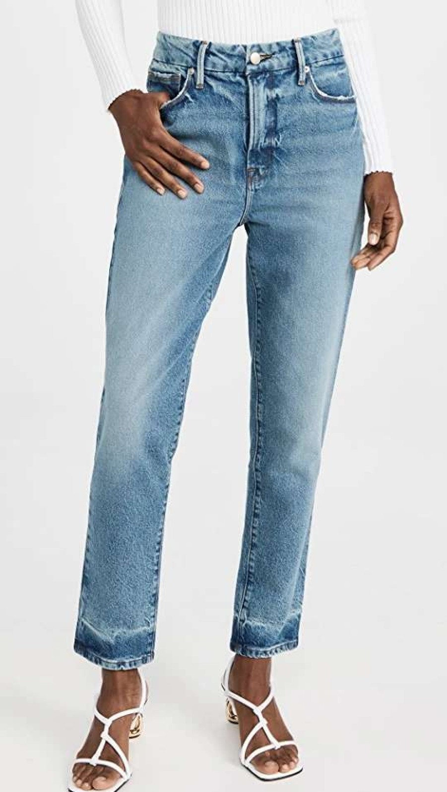 Straight Leg Jeans * | Buy Good American The Weekender Jeans Indigo339