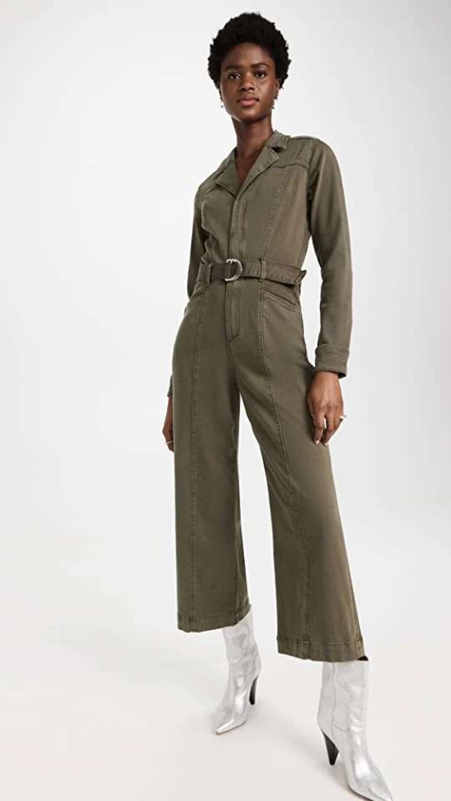 Jumpsuits * | Top 10 Paige Anessa Long Sleeve Jumpsuit Vintage Brushed Olive