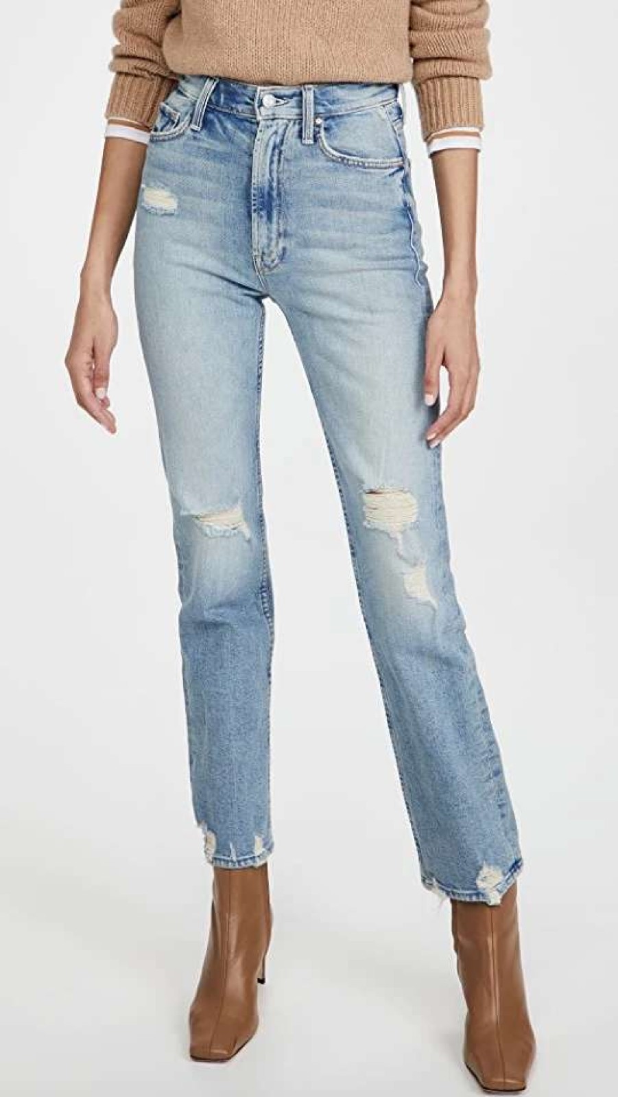 Straight Leg Jeans * | Hot Sale Mother High Waisted Rider Skimp The Confession