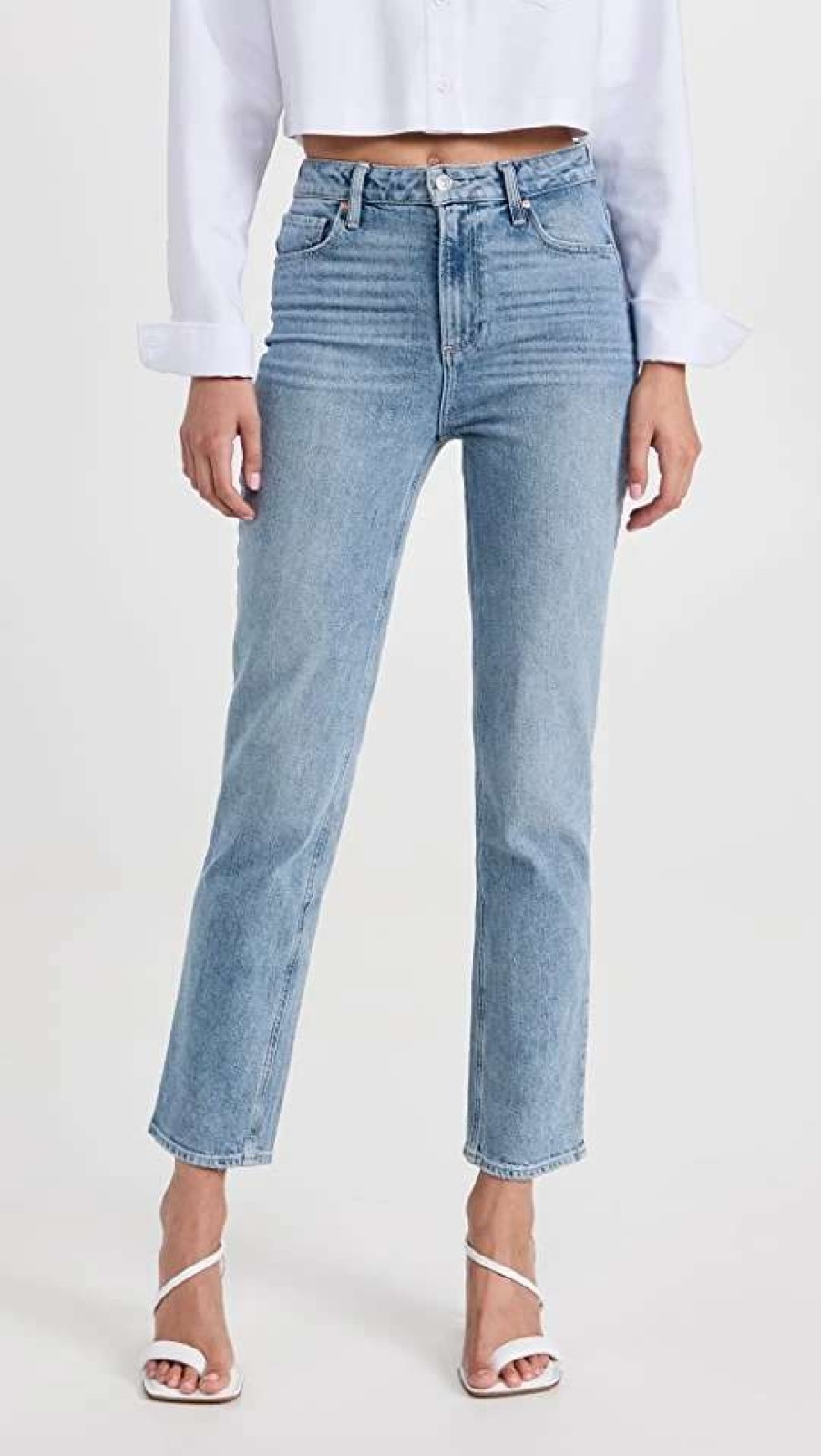 Straight Leg Jeans * | Buy Paige Stella Straight Jeans With Seamed Belt Loops Everlong