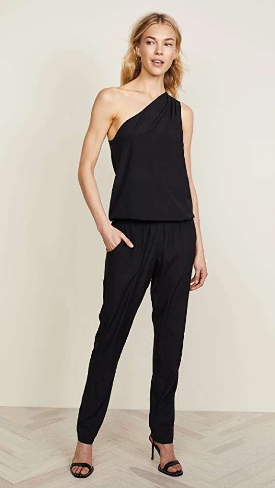 Jumpsuits * | Best Deal Ramy Brook Lulu One Shoulder Jumpsuit Black