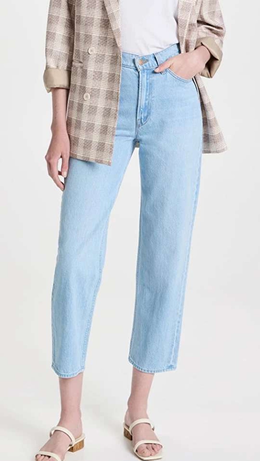 Straight Leg Jeans * | Best Deal Mother Snacks! The High Waisted Double Stack Ankle Jeans Just A Nibble