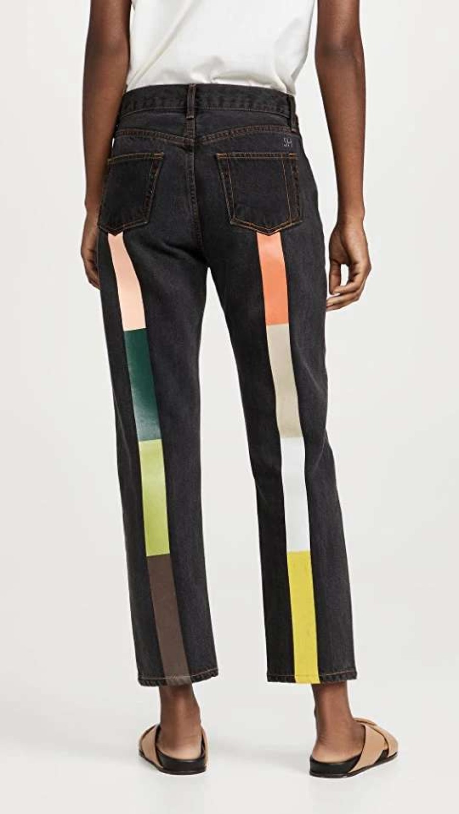 Straight Leg Jeans * | Promo Still Here Canyon Rainbow Tate Jeans Washed Black