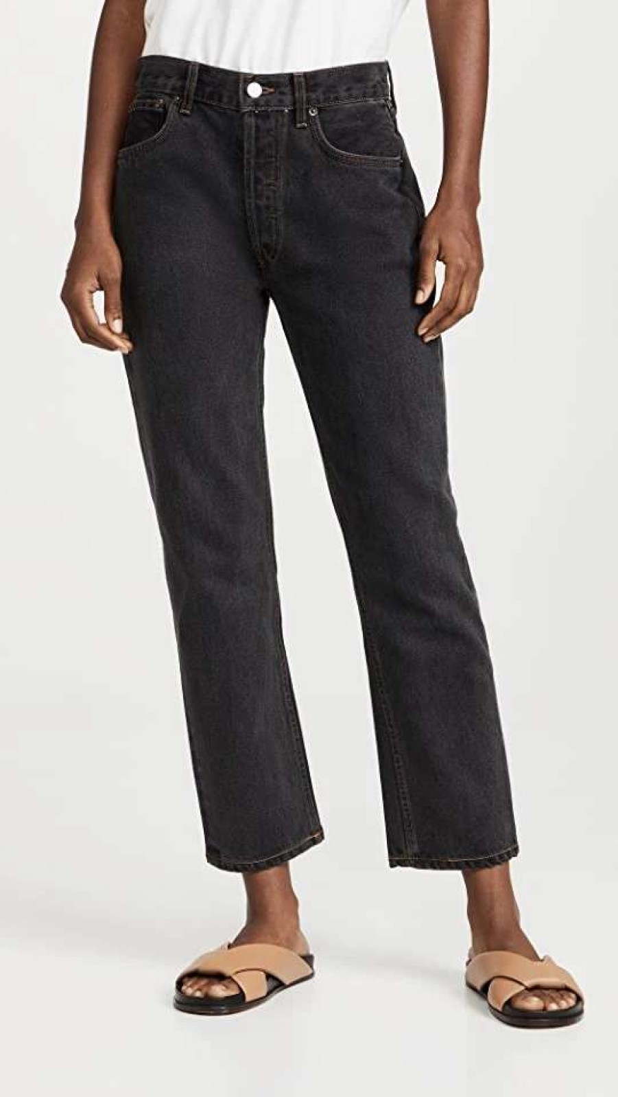 Straight Leg Jeans * | Promo Still Here Canyon Rainbow Tate Jeans Washed Black