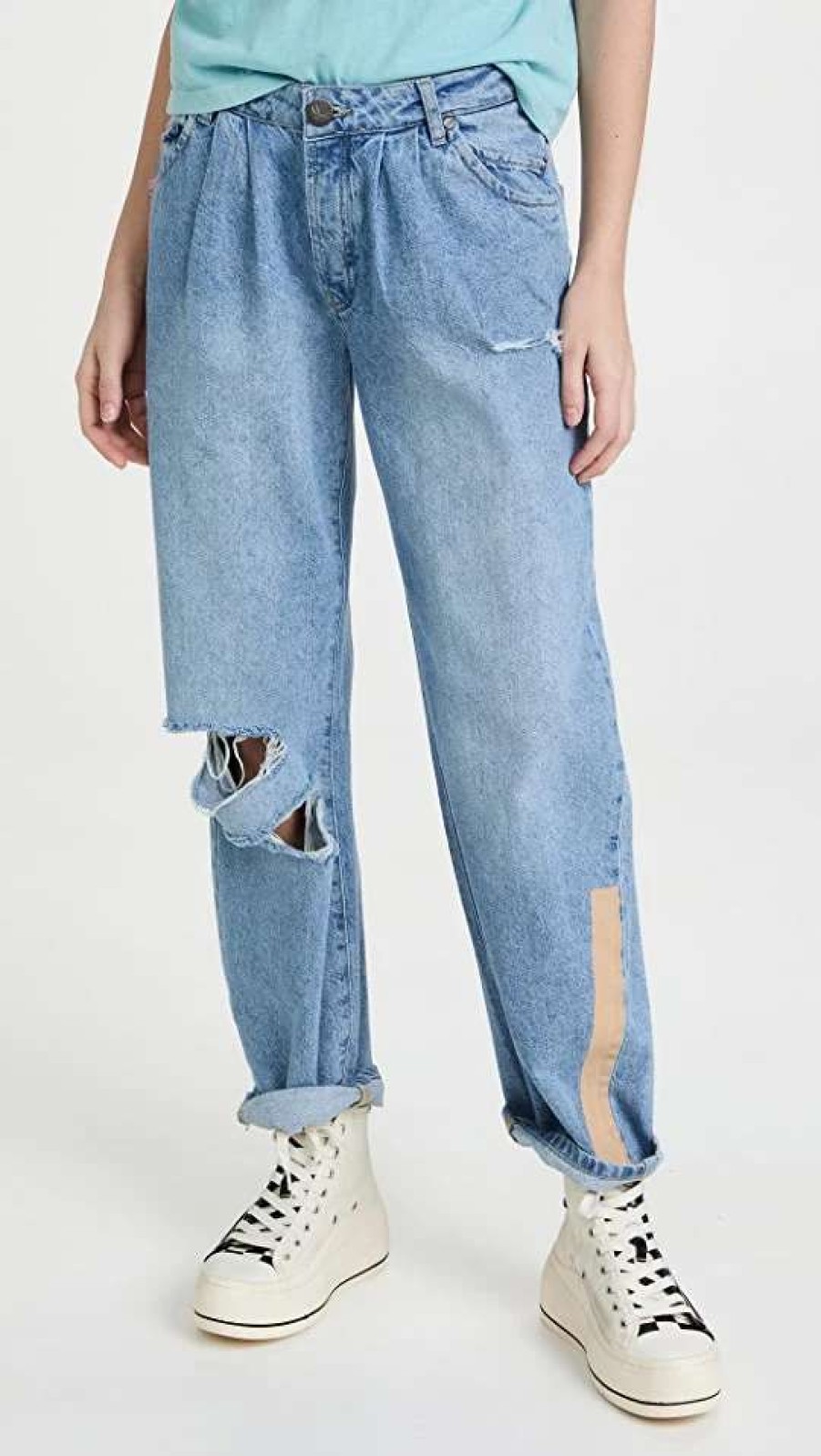 Straight Leg Jeans * | Deals One Teaspoon Linear Blue Smiths Trouser Jeans