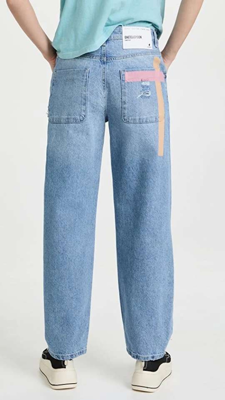 Straight Leg Jeans * | Deals One Teaspoon Linear Blue Smiths Trouser Jeans