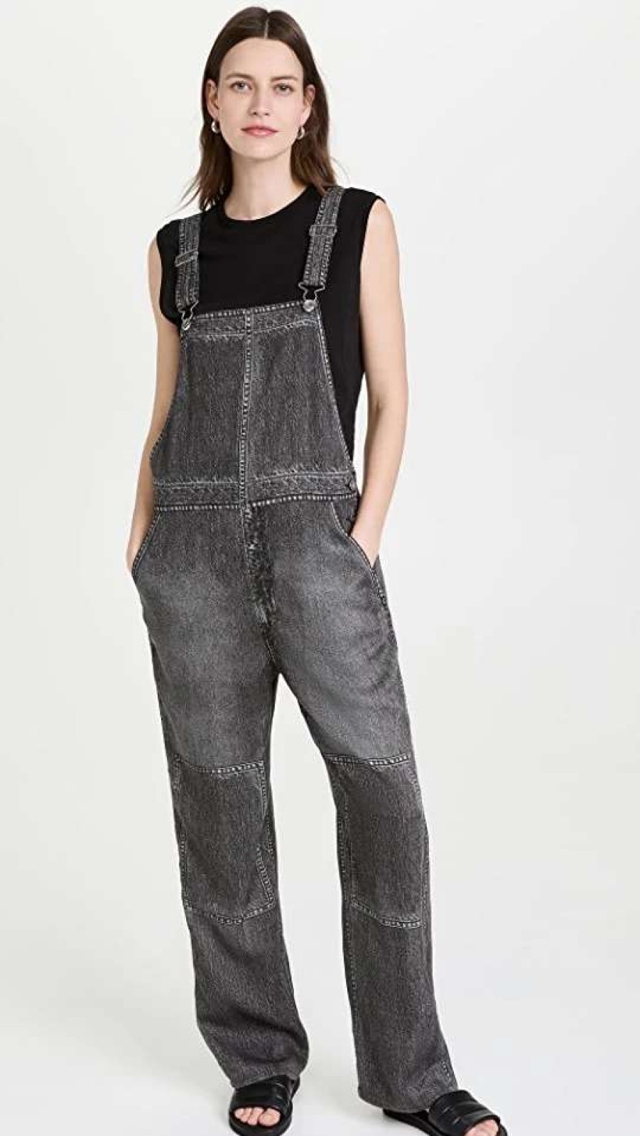 Jumpsuits * | New Rag & Bone Miramar Overalls Blk Magic