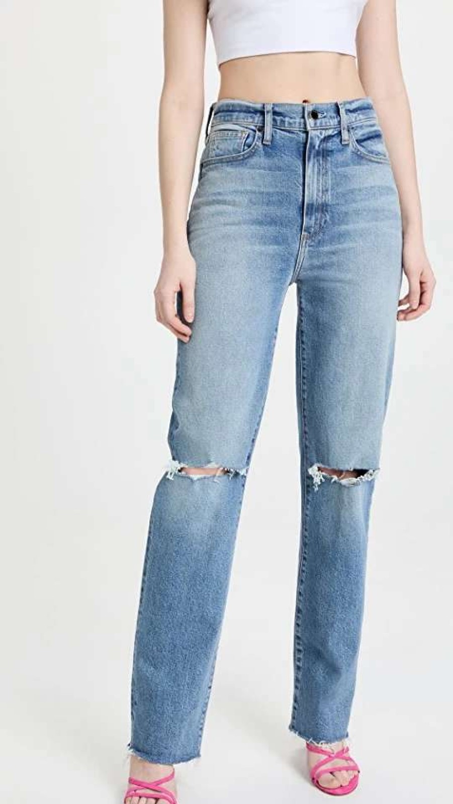 Straight Leg Jeans * | New Le Jean Hr Sabine Straight Jeans High Tide Wash