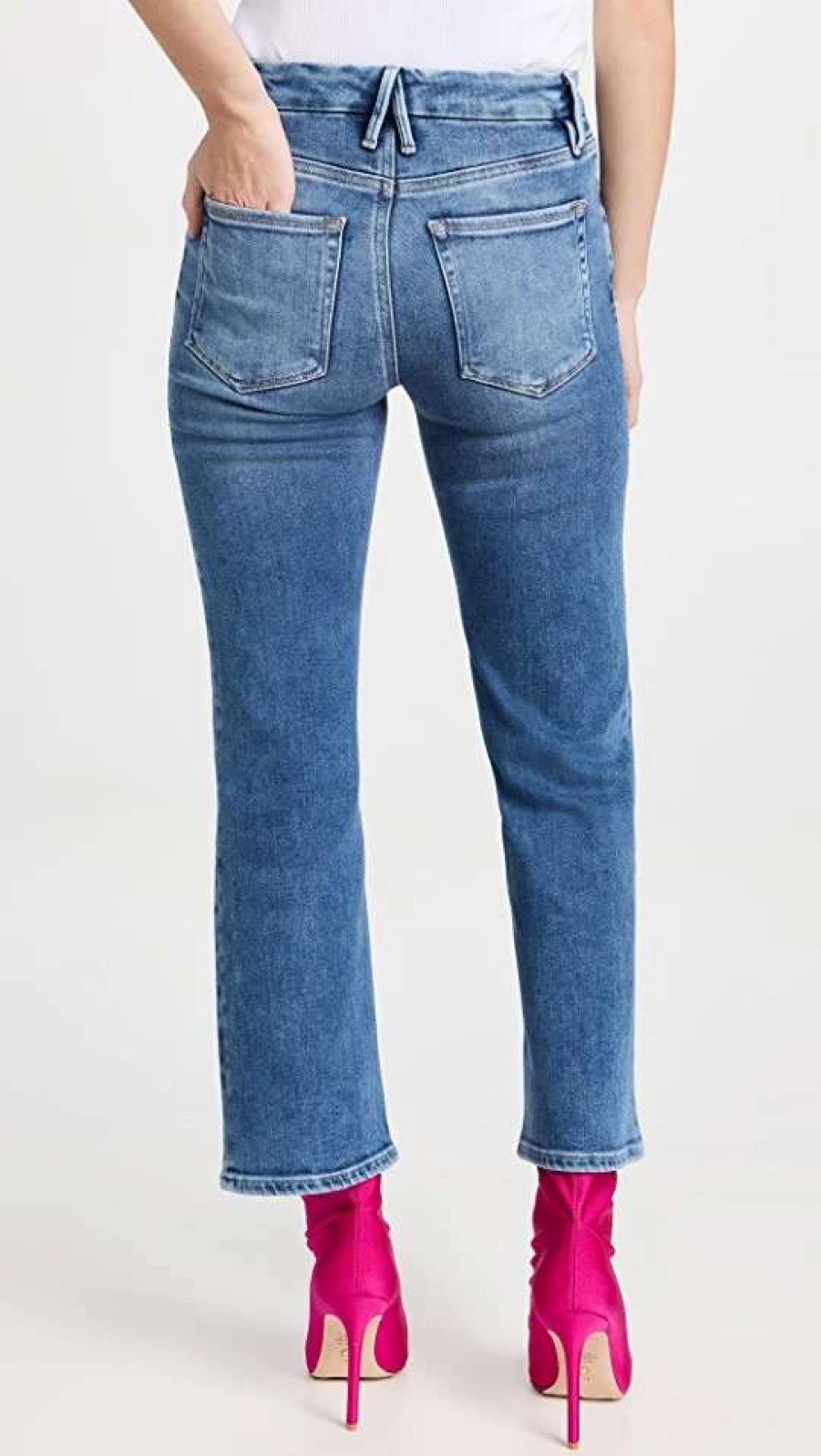 Straight Leg Jeans * | Brand New Good American Good Legs Crop Mini Boot Cut Jeans Indigo350