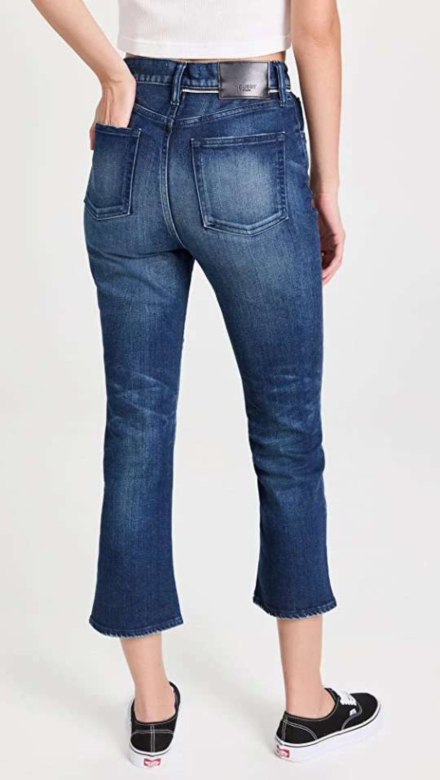 Straight Leg Jeans * | Promo Moussy Vintage Mv Emma Cropped Flare-Hi Jeans Dark Blue