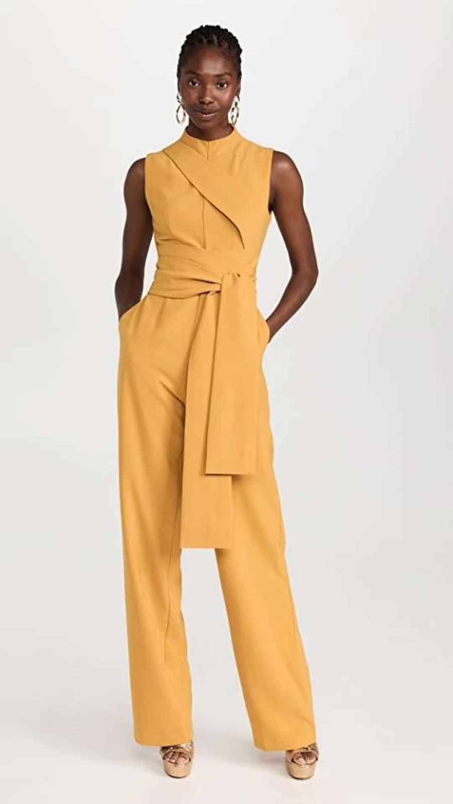 Jumpsuits * | Top 10 Andrea Iyamah Edar Sash-Tie Jumpsuit Sunset