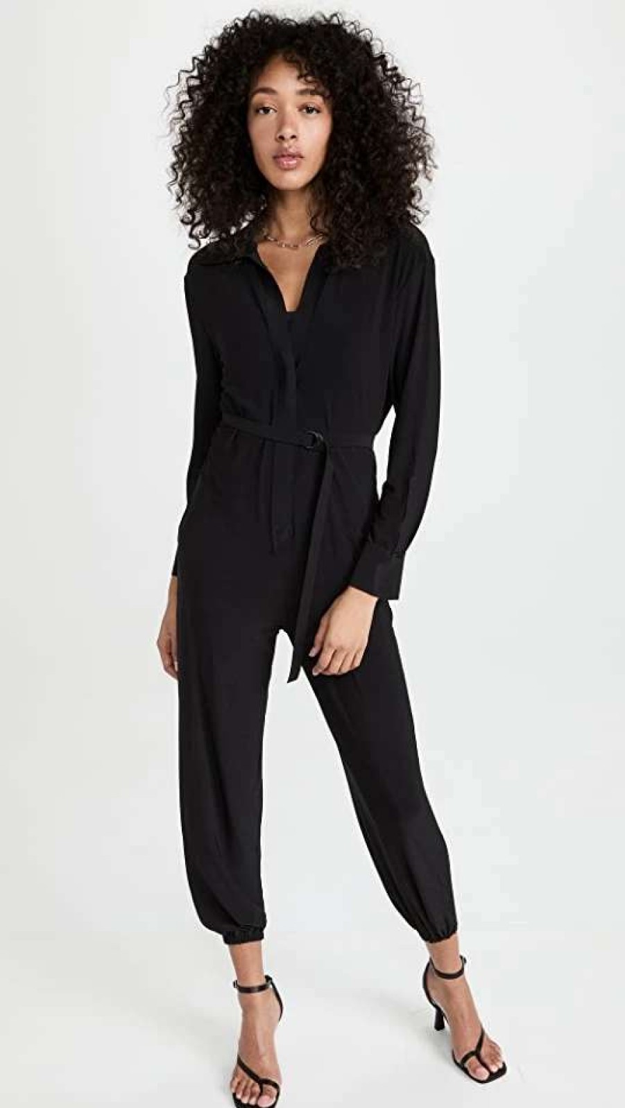 Jumpsuits * | New Norma Kamali Shirt Jog Jumpsuit Black