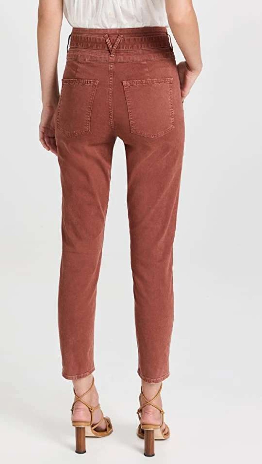 Straight Leg Jeans * | Hot Sale Veronica Beard Jean Logan Straight Leg Jeans With Tie Terracotta