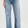 Straight Leg Jeans * | Hot Sale Moussy Vintage Fargo Cropped Wide Straight Jeans Blue