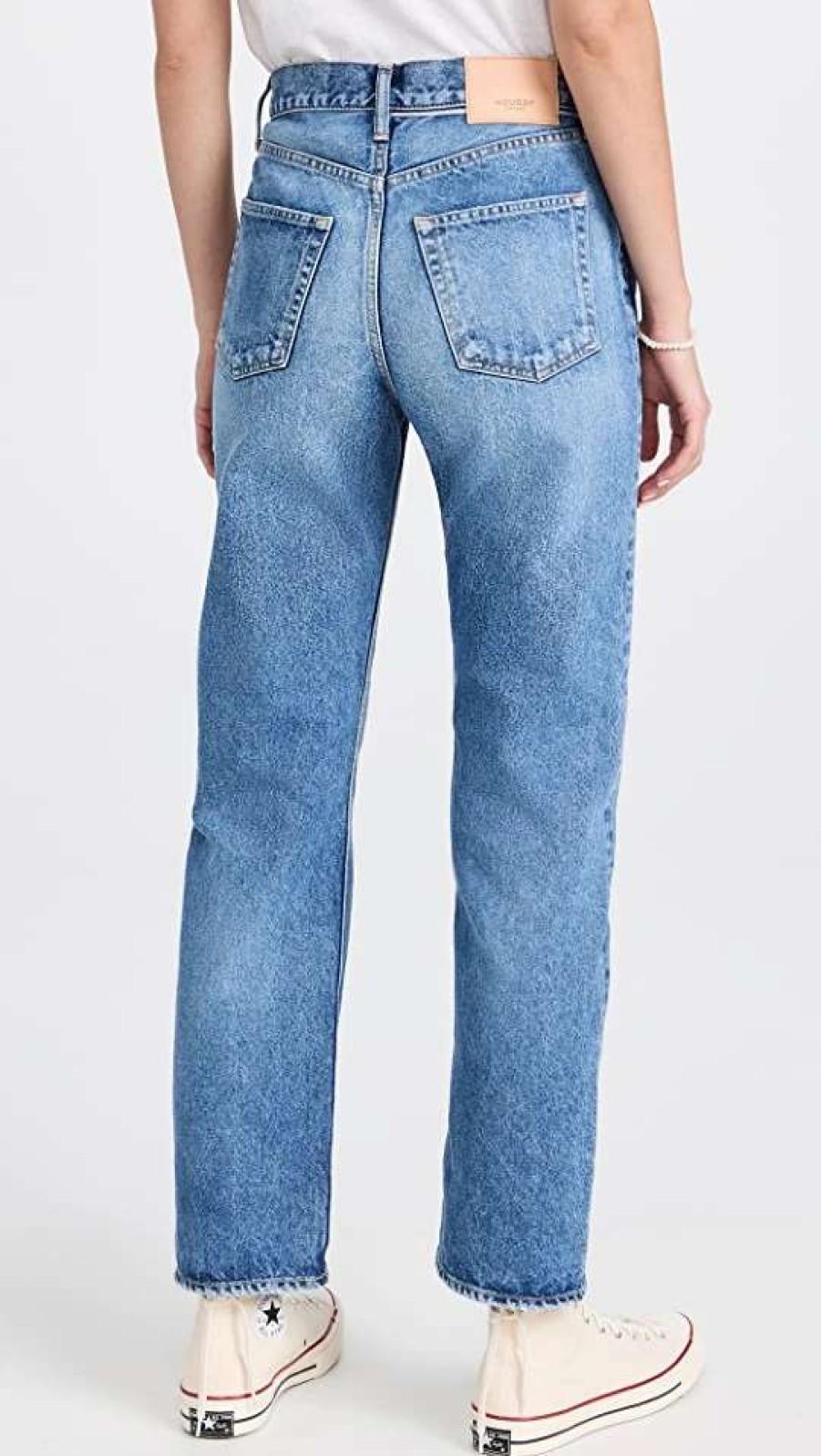 Straight Leg Jeans * | Cheapest Moussy Vintage Mv Trenton Wide Straight Jeans Light Blue