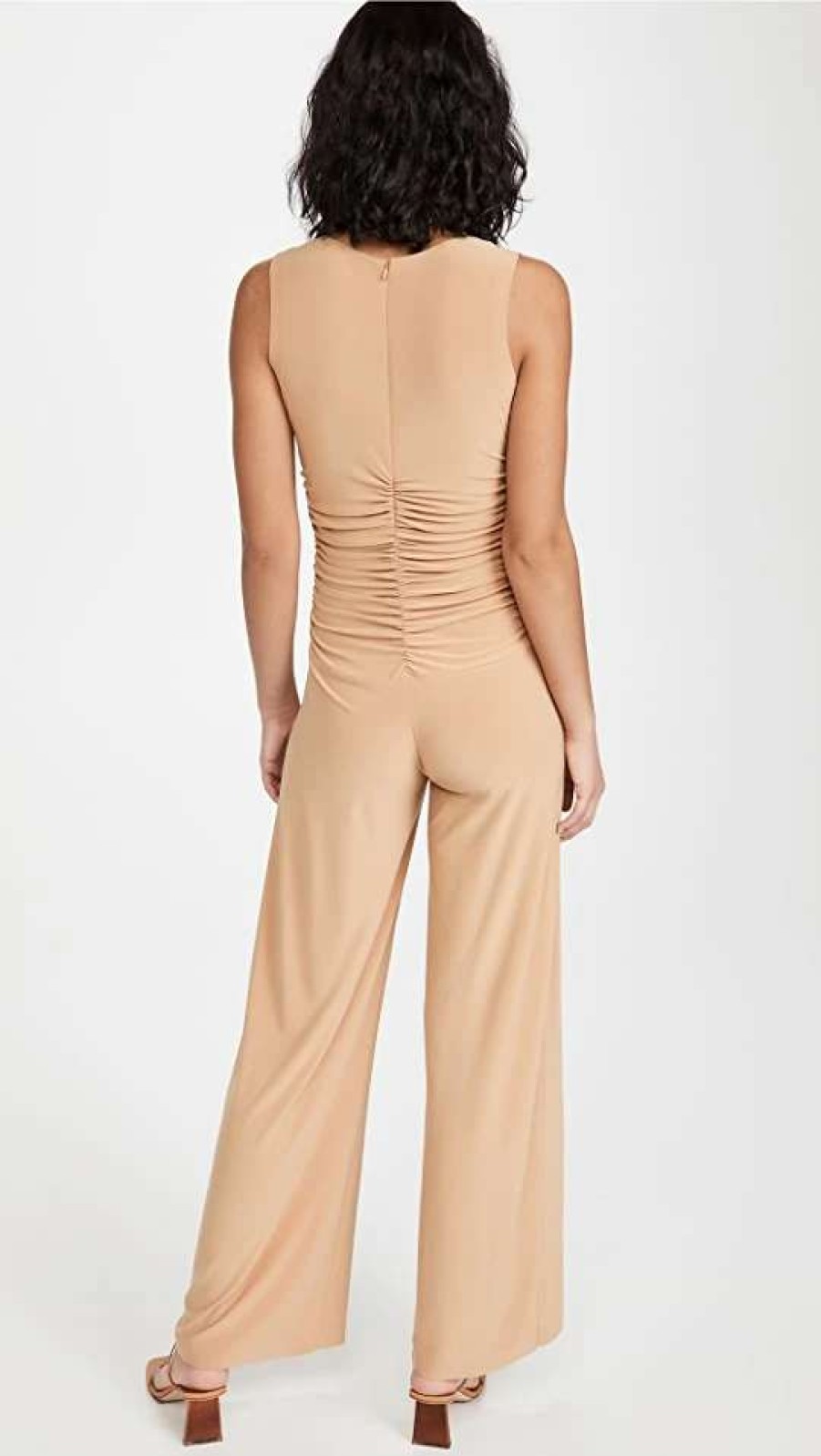 Jumpsuits * | Best Sale Norma Kamali Kamali Kulture Shirred Waist Jumpsuit Taupe