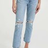 Straight Leg Jeans * | Best Sale Agolde Riley Distressed Crop Jeans Blitz