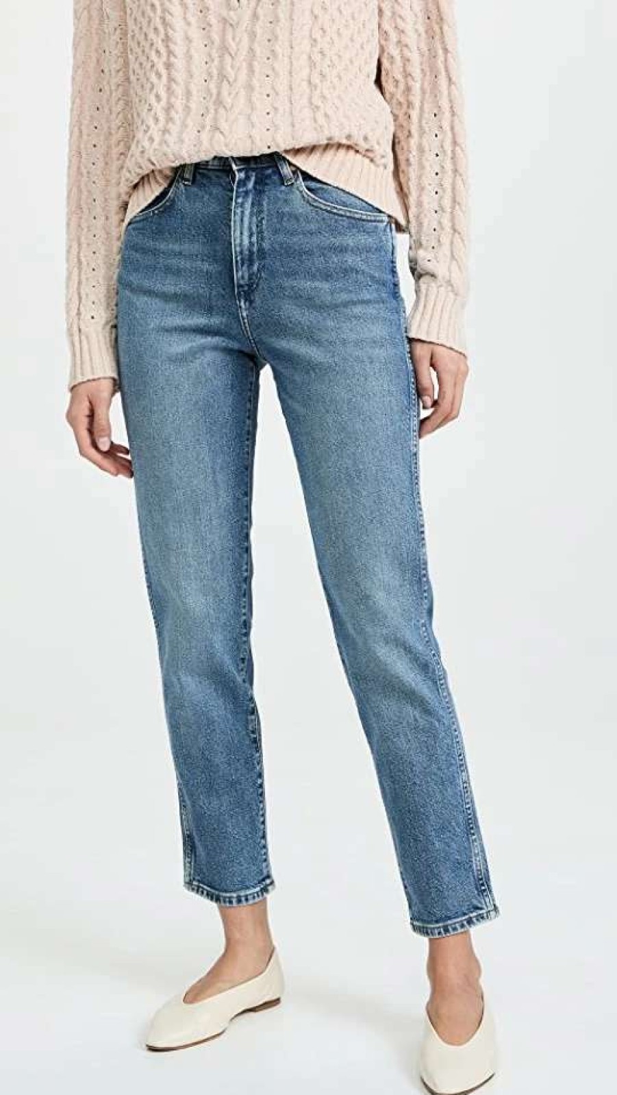 Straight Leg Jeans * | Discount Wrangler Mom Jeans Forget Me Not