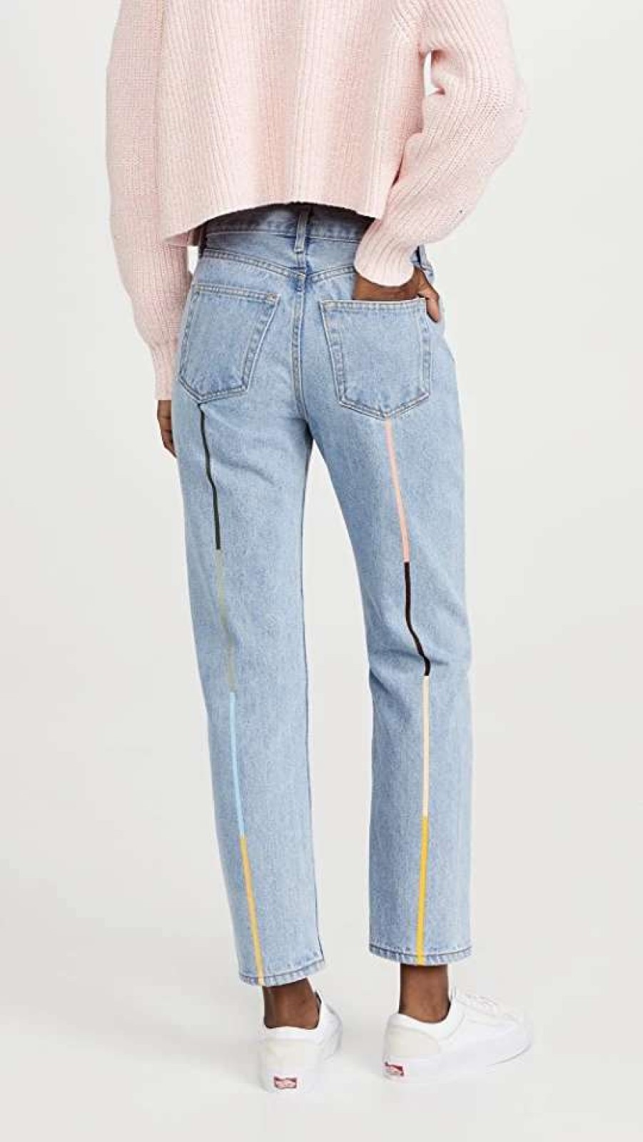 Straight Leg Jeans * | Cheap Still Here Cloud Rainbow Tate Crop Jeans Vintage Blue