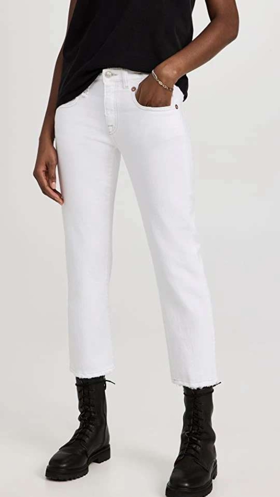 Straight Leg Jeans * | Coupon R13 Boy Straight Jeans Bale White