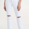 Straight Leg Jeans * | Best Sale Paige High Rise Noella Jeans Soft Ecru Destructed