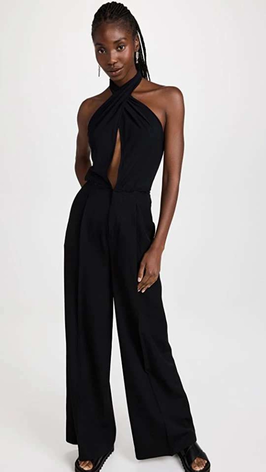 Jumpsuits * | Discount Mm6 Maison Margiela Halter Neck Jumpsuit Black + Black