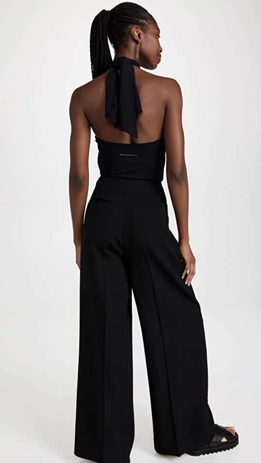 Jumpsuits * | Discount Mm6 Maison Margiela Halter Neck Jumpsuit Black + Black