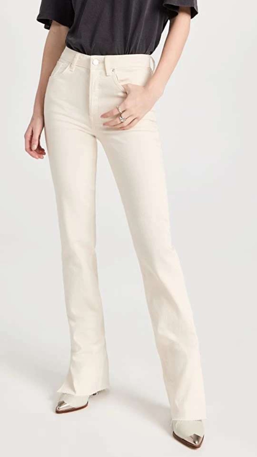 Straight Leg Jeans * | Budget Anine Bing Roxanne Jeans Cream