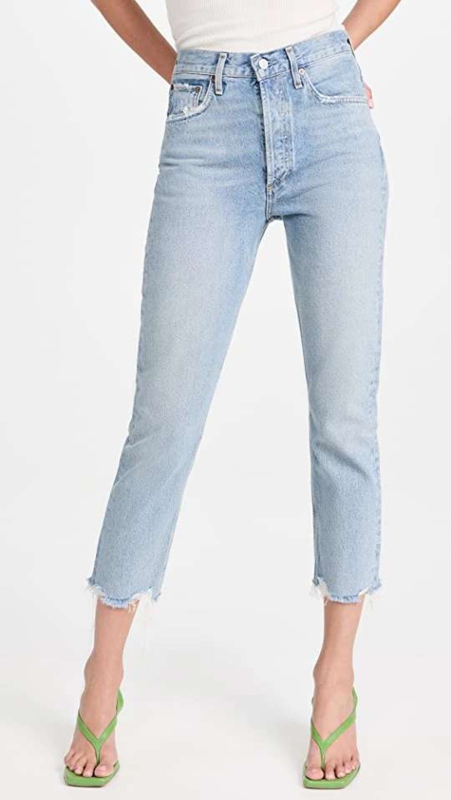 Straight Leg Jeans * | Wholesale Agolde Riley Crop Jeans Curio