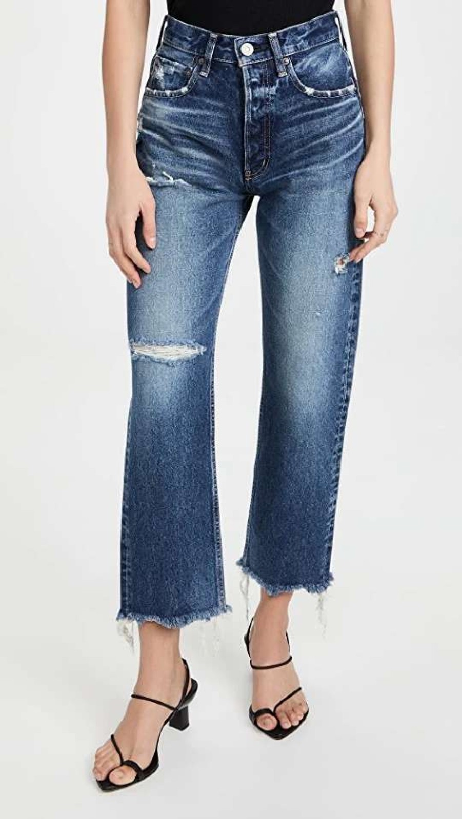 Straight Leg Jeans * | Best Pirce Moussy Vintage Wide Leg Straight Cut Jeans Blue